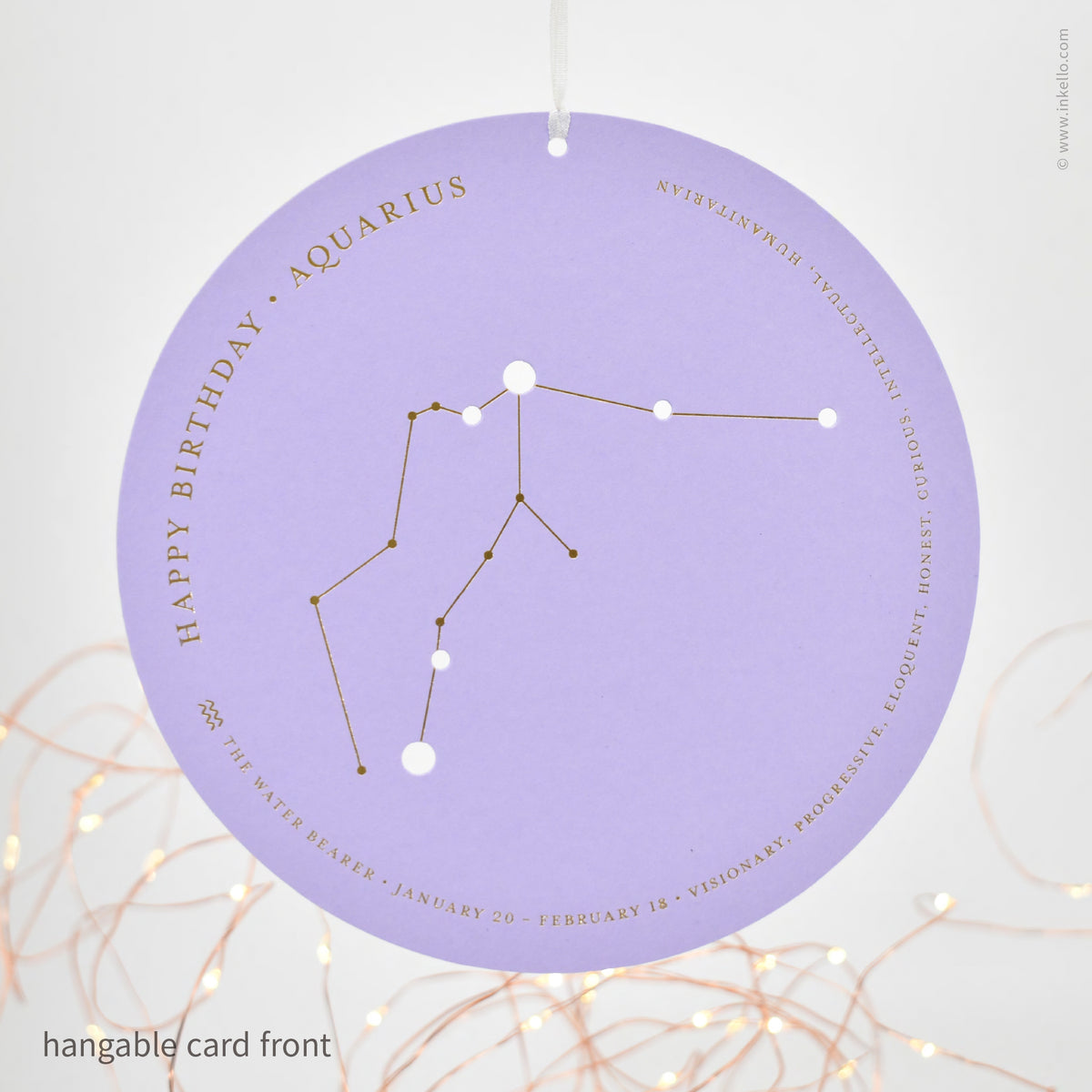Aquarius Birthday Zodiac Constellation Card (#606) — Inkello Letterpress